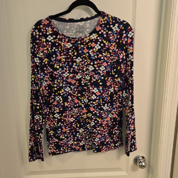 Talbots Pink and Red Fitted Ribbed Long Sleeve Blouse - Picture 1 of 1